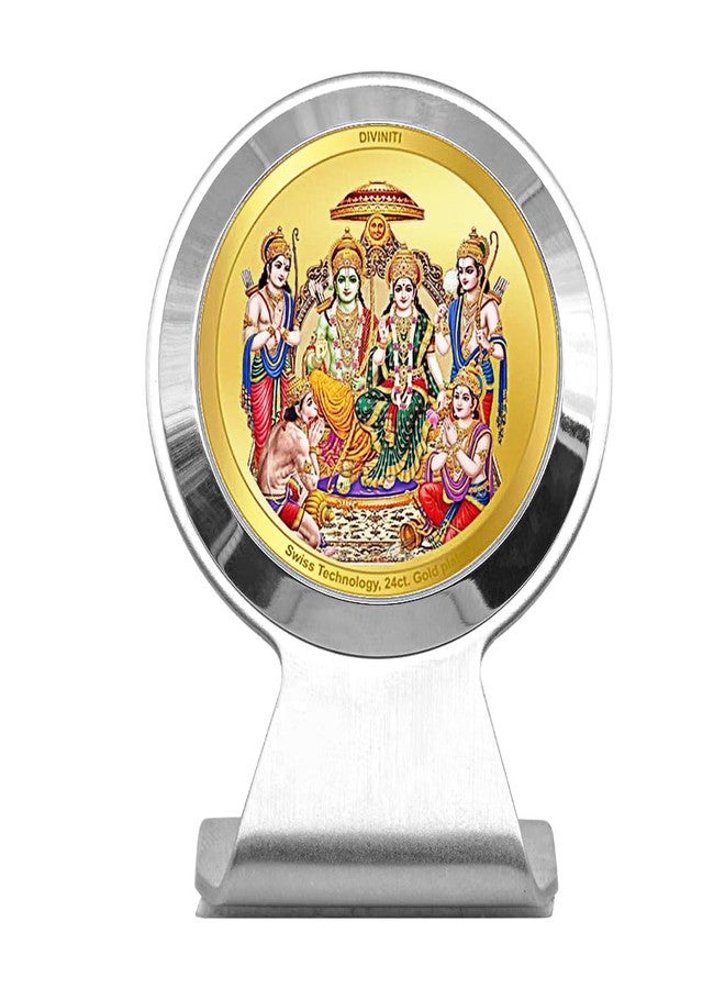 DIVINITI Ram Darbar God Idol Round Photo Frame Tabletop for Car Dashboard,Table Décor,Office,MCF 1CR Photo Frames&24K Gold Plated Foil| Religious Photo Frame Idol for Pooja,Gifts Items (6.2x4.5 cm) - Image 2